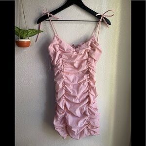 revolve superdown pink ruched dress medium